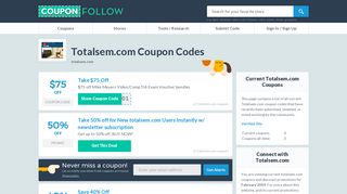 50% off Totalsem Coupons, Promo Codes | January 2019