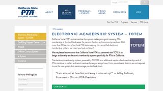 Electronic Membership System – TOTEM | California State PTA