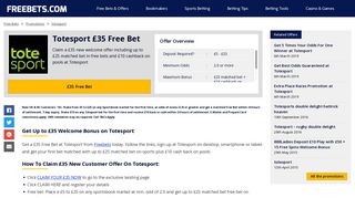 Totesport Free Bet - Get £35 New Customer Offer With Freebets.com