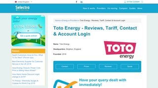Toto Energy - Reviews, Tariff, Contact & Account Login | Selectra
