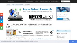 TOTOLINK Default Password, Login & IP List (updated January 2019 ...