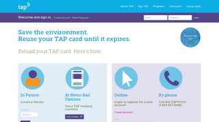 TAP - Reload your Transit Access Pass card