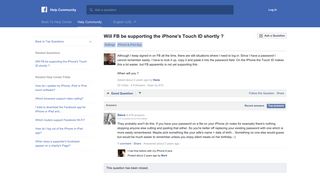 Will FB be supporting the iPhone's Touch ID shortly ? | Facebook Help ...
