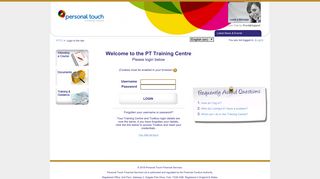 Personal Touch Training Centre: Login to the site