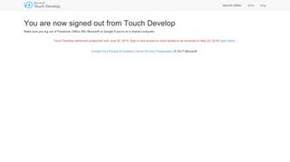 Touch Develop - Signed out