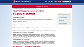 Touchnet Frequently Asked Questions - SMU