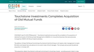 Touchstone Investments Completes Acquisition of Old Mutual Funds