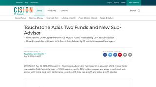 Touchstone Adds Two Funds and New Sub-Advisor - PR Newswire
