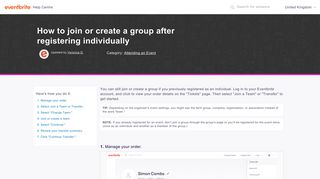 How to join or create a group after registering individually - Eventbrite