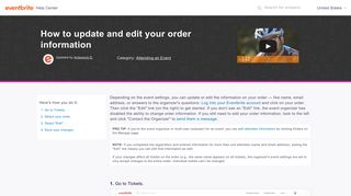 How to update and edit your order information | Eventbrite Help Center