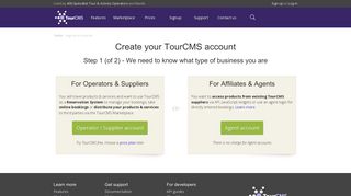 Sign up for a TourCMS account