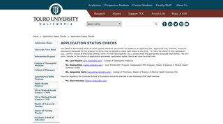 Application Status Checks - Touro University, California