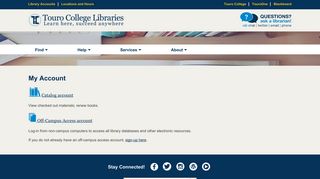 My Account | Touro College Libraries
