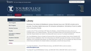 Library : Touro College of Osteopathic Medicine | Touro College