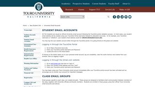 University Email Accounts - Touro University, California