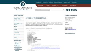 Registrar - Touro University, California