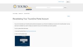 Revalidating your TouroOne Portal Account – Touro College