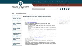 TUC Student Portal Information - Touro University, California
