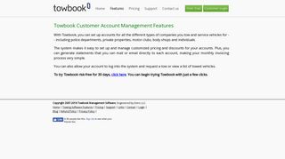 Customer Account Management Features by Towbook