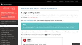 2. Login as a Superuser — Ansible Tower Quick Setup Guide v3.4.1