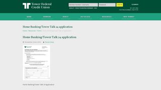 Home Banking/Tower Talk 24 application - Tower Federal Credit Union