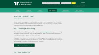 Web Loan Payment Center - Tower Federal Credit Union