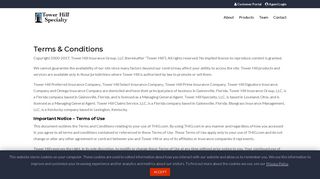 Terms & Conditions | Tower Hill Specialty