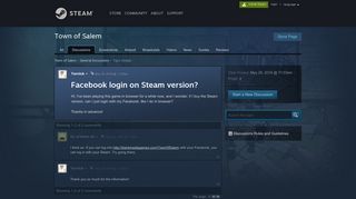 Facebook login on Steam version? :: Town of Salem General ...