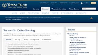 Towne-Biz | Business Online Banking - TowneBank