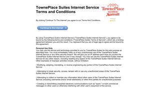 TownePlace Suites Internet Service Terms and Conditions