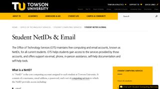 Student NetIDs & Email | Towson University