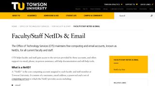 Faculty/Staff NetIDs & Email | Towson University