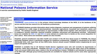 TOXBASE - National Poisons Information Service