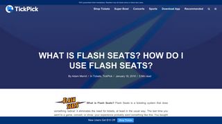 What is Flash Seats? How do I use Flash Seats? | TickPick