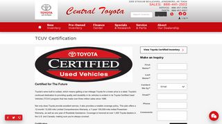 TCUV Certification | Central Toyota