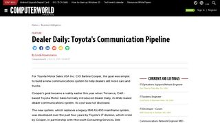 Dealer Daily: Toyota's Communication Pipeline | Computerworld