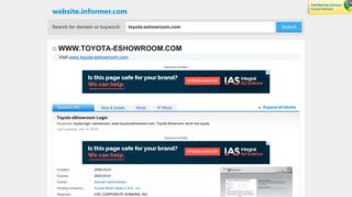 toyota-eshowroom.com at WI. Toyota eShowroom Login
