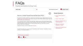 How do I contact Toyota Financial Services (TFS)?