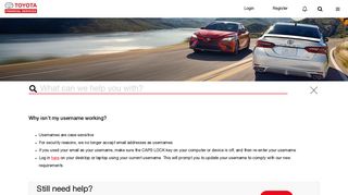 Why isn't my username working? | Toyota Financial