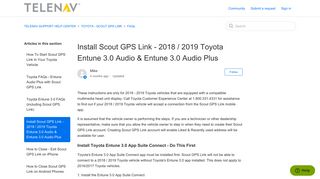 Install Scout GPS Link - 2018 / 2019 Toyota Entune 3.0 Audio ...