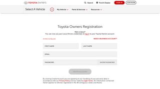 Toyota Owners Registration