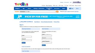My Account Sign In - Toys R Us