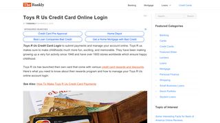 Mange Rewards of Toys R Us Credit Card Login Online Account