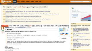 Free 1000 VIP Club points ($10 Equivalent) @ Toys R Us [New VIP ...