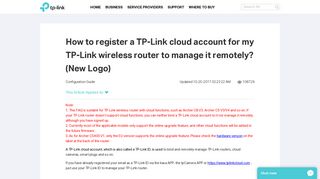 How to register a TP-Link cloud account for my TP-Link wireless router ...