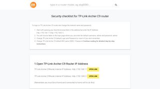 192.168.1.1192.168.0.1 - TP-Link Archer C9 Router login and password