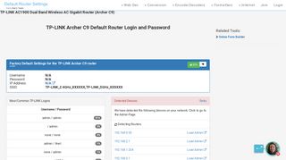 TP-LINK Archer C9 Default Router Login and Password - Clean CSS
