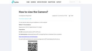 How to view the Camera? | TP-Link United Arab Emirates