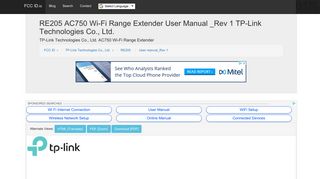 RE205 AC750 Wi-Fi Range Extender User Manual _Rev 1 TP-Link ...