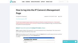 How to log into the IP Camera's Management Page | TP-Link
